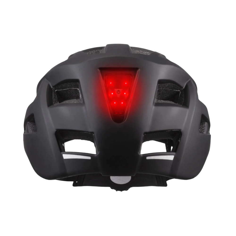 KASK ROWEROWY HB3-2  CZARNY MAT + LAMPKA LED 3 TRYBY