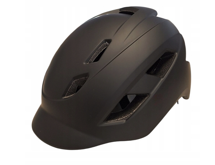 KASK ROWEROWY KS35 CZARNY MAT + LAMPKA LED 3 tryby - USB-C